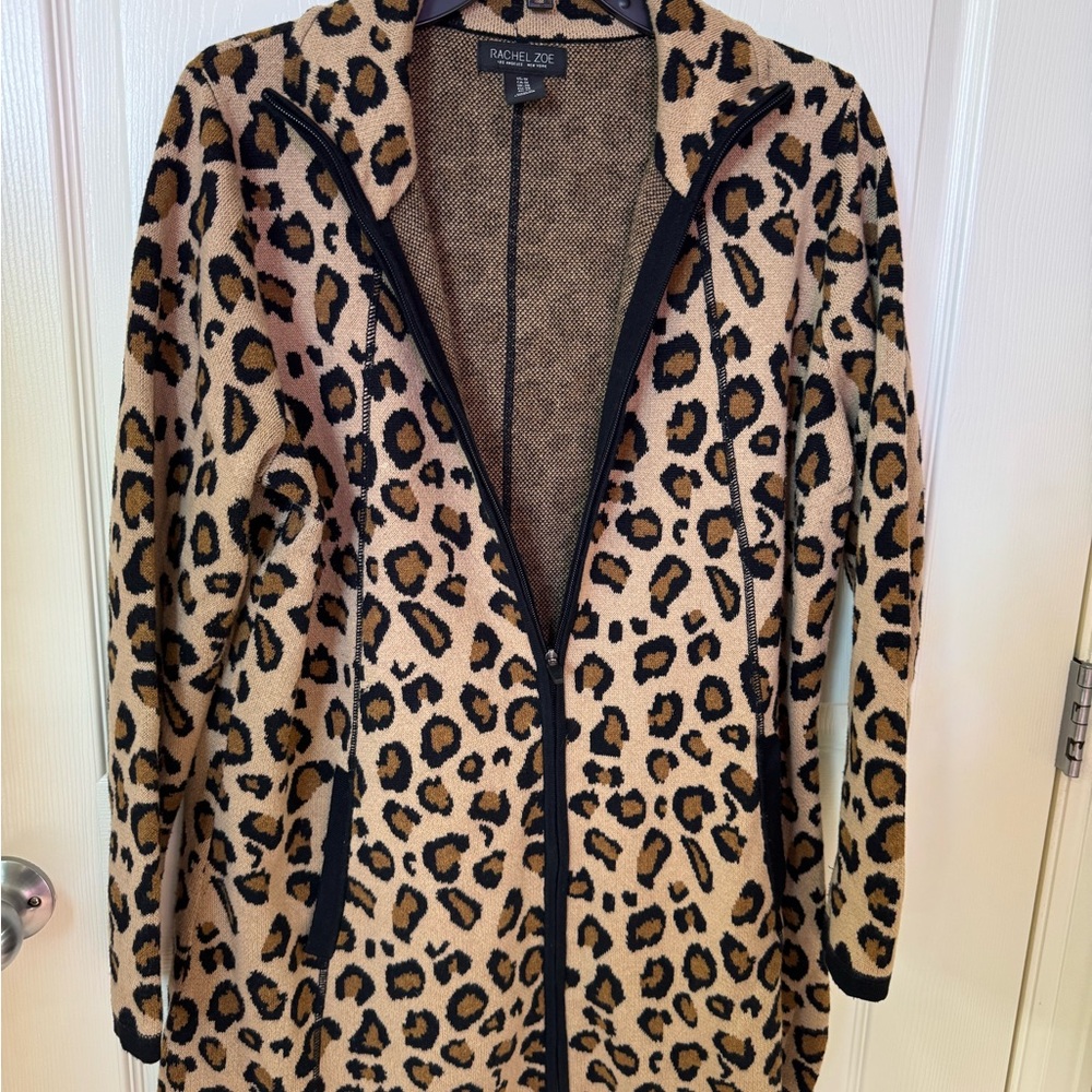 Rachel Zoe Tan and Black Leopard Teddy Jacket